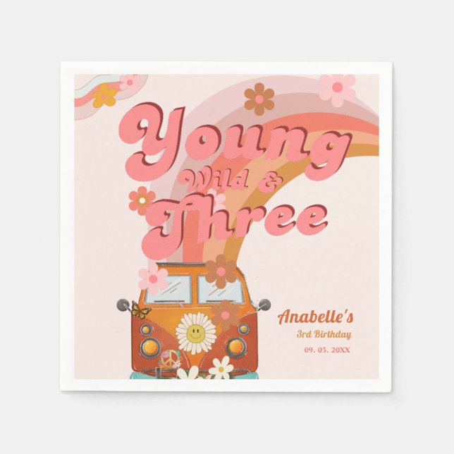 Serviette En Papier Super Young Wild and Three Peach Van Daisy (Devant)