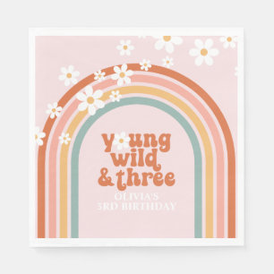 Serviette En Papier Super Young Wild Trois marguerites arc-en-ciel 3e