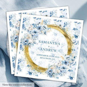 Serviette En Papier Superbe aquarelle bleu clair Mariage d'accentuatio