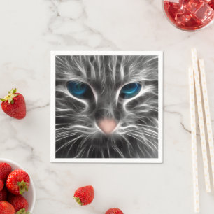 Serviette En Papier Superbe Chat aux Yeux Bleus