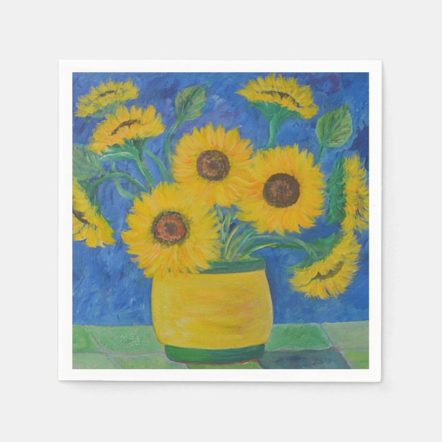 Serviette En Papier Superbe peinture de tournesol (Devant)