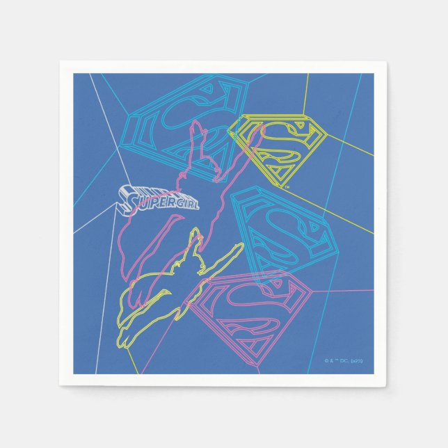 Serviette En Papier Supergirl et logo en couleurs (Devant)