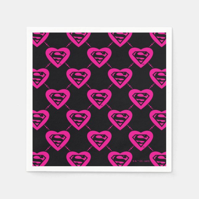 Serviette En Papier Supergirl Hearts Motif diagonal (Devant)