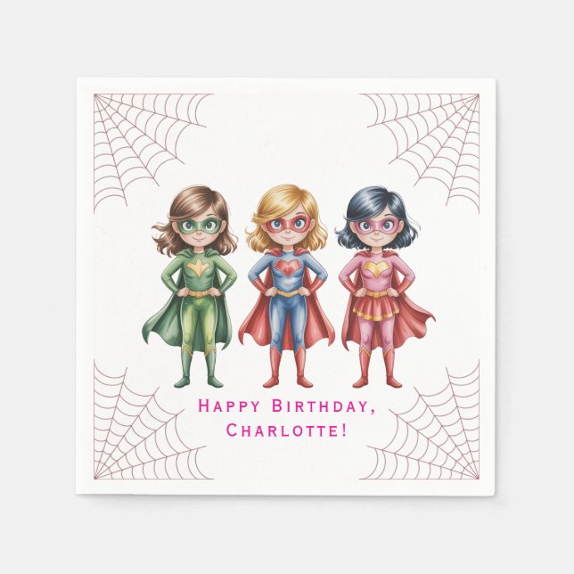 Serviette En Papier Supergirl Heroes Anniversaire Fête Pour Filles (Devant)