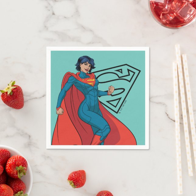 Serviette En Papier Supergirl Hovering en costume bleu (En situation)