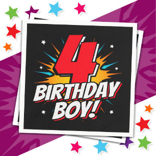 Serviette En Papier Superhero 4 ans Anniversaire Garçon 4e Anniversair