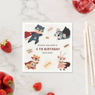 Serviette En Papier Superhero Animaux Belle fête Animaux Anniversaires