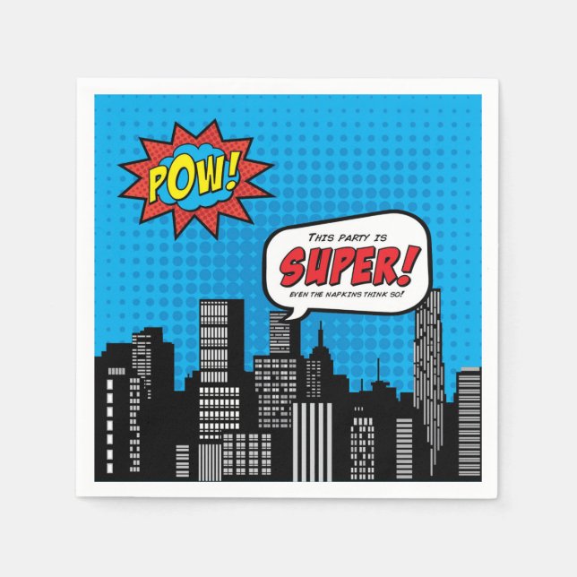 Serviette En Papier Superhero Cocktail humour Napkin (Devant)