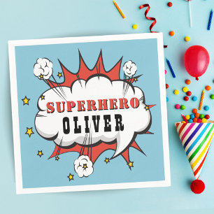 Serviette En Papier Superhero Comic Speech Bubble Boy Anniversaire Par