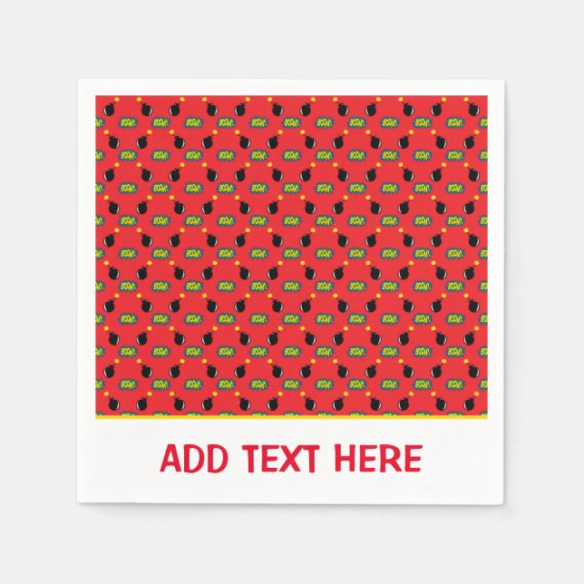 Serviette En Papier Superhero Comics Fun Bomb Bang Boom Texte Personna (Devant)