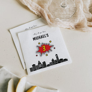 Serviette En Papier Superhéros dynamique 3e anniversaire