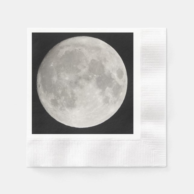 Serviette En Papier Superlune dans le ciel noir (Devant)