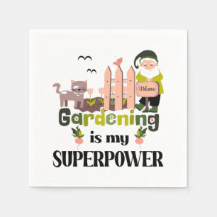 Serviette En Papier Superpuissance du jardin, jardinier mignon