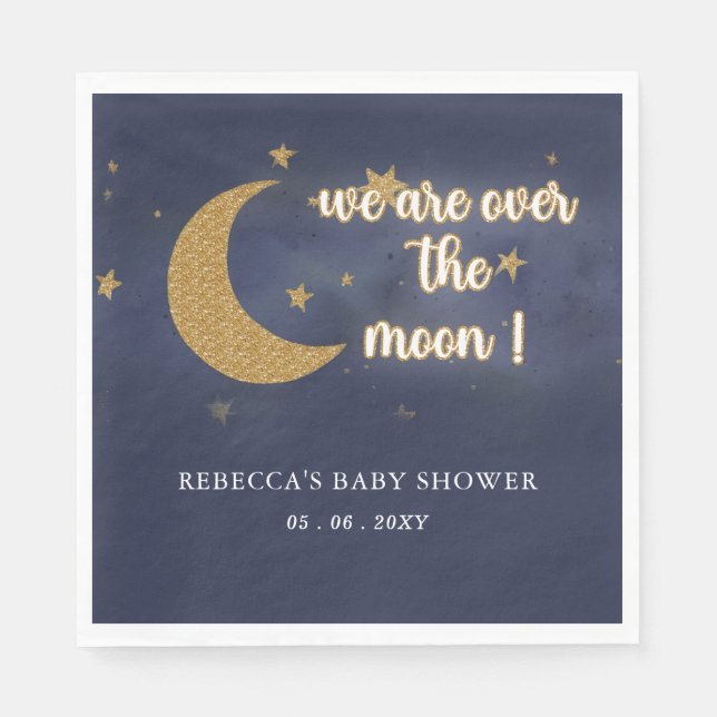 Serviette En Papier Sur la lune Baby shower neutre du genre (Devant)