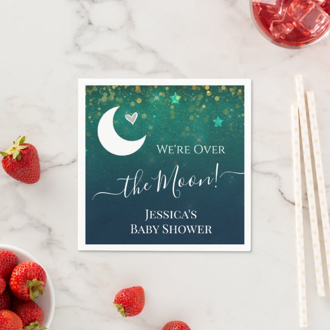 Serviette En Papier Sur la lune papier Baby shower Napkin (En situation)