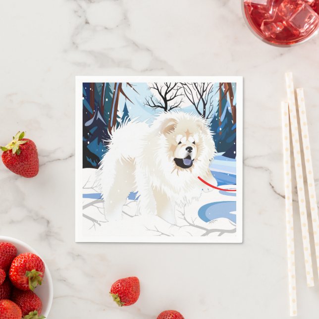 Serviette En Papier SUR LA RIVIÈRE Crème Chow Napkins (En situation)