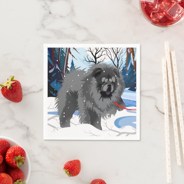 Serviette En Papier SUR LA RIVIÈRE, serviettes de toilette Black Chow (En situation)