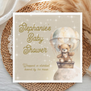 Serviette En Papier Sur Lune Teddy Bear Baby shower neutre de genre