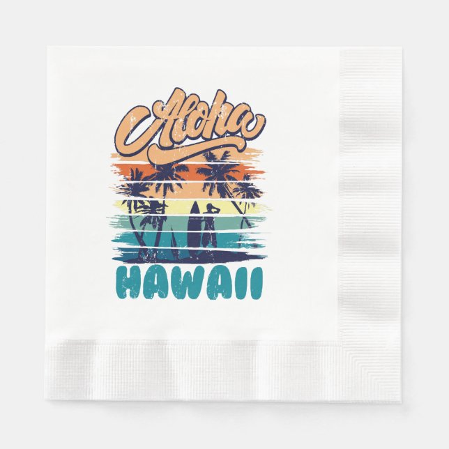 Serviette En Papier Surf - Aloha Hawaï (Devant)