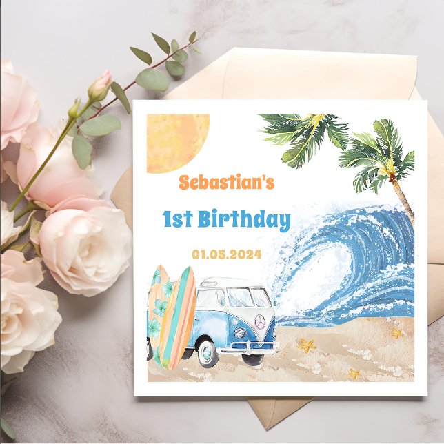 Serviette En Papier Surf Beach Anniversaire de fête Napkins (Créateur téléchargé)