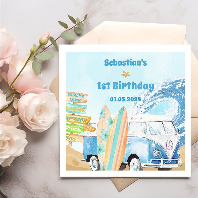 Serviette En Papier Surf Beach Anniversaire de fête Napkins (Créateur téléchargé)