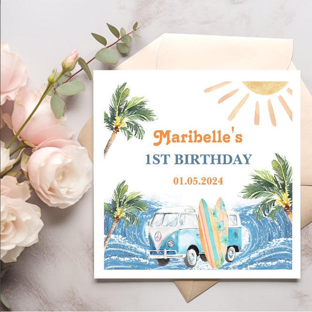 Serviette En Papier Surf d'été Anniversaire (Créateur téléchargé)