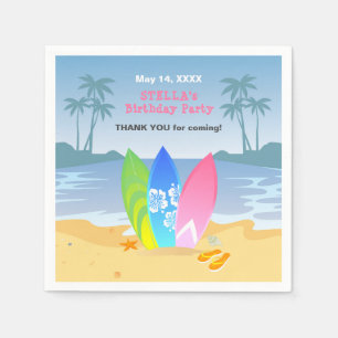 Serviette En Papier Surf Fille fête d'anniversaire