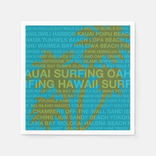 Serviette En Papier Surf Hawaii Palm Trees Hawaiian Tropical (Devant)