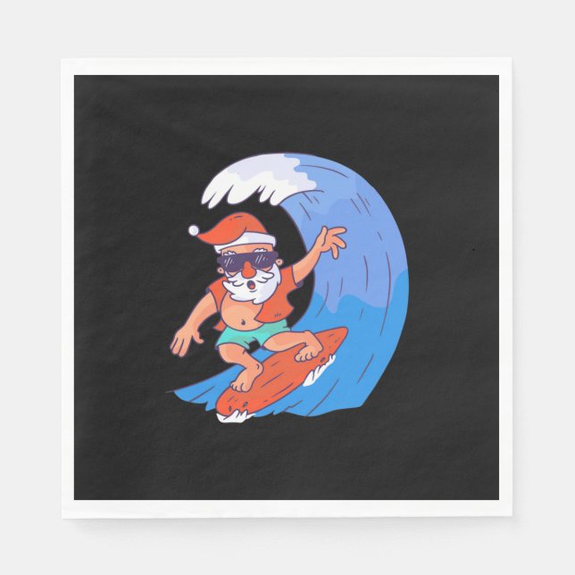 Serviette En Papier Surf Père Noël (Devant)