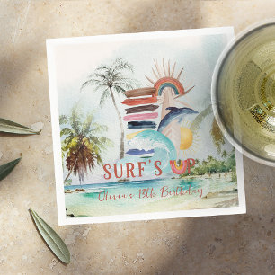Serviette En Papier Surf   Retro Summer Surfing Anniversaire
