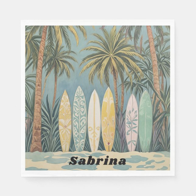 Serviette En Papier Surf Up, Style Pastel Personnalisé (Devant)