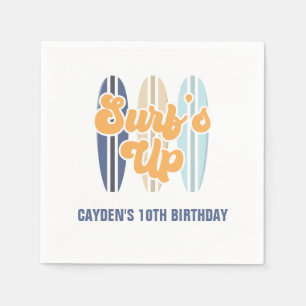 Serviette En Papier Surf Up Surboard Beach Anniversaire Classic Round 