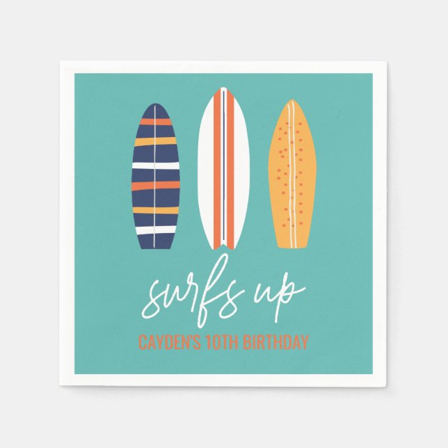 Serviette En Papier Surfs Up BOY Plage de surf Anniversaire (Devant)