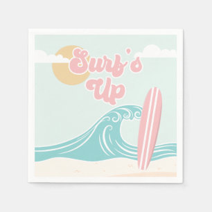 Serviette En Papier Surfs Up Pink Beach Anniversaire