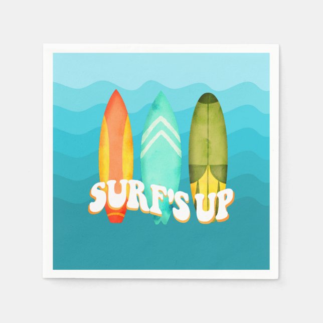 Serviette En Papier Surfs Up Surboard Anniversaire (Devant)
