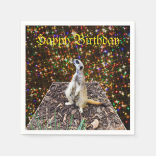 Serviette En Papier Suricate sur fond d'étoiles scintillantes,