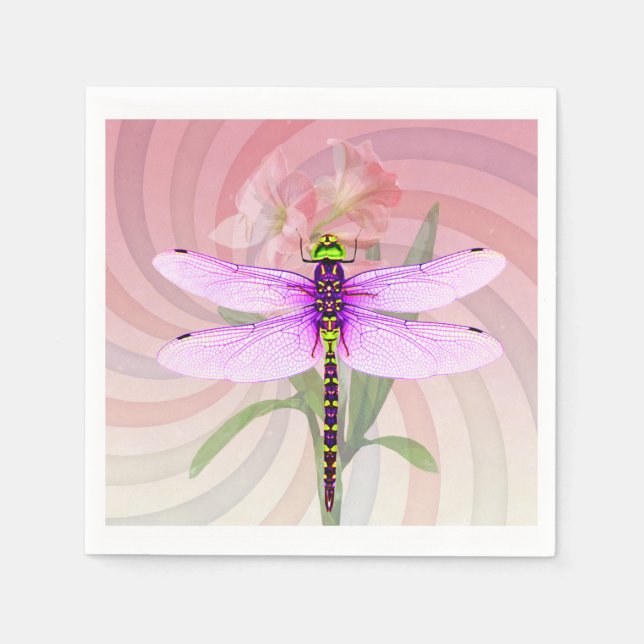 Serviette En Papier Surreal 60's Theme Dragon Fly (Devant)