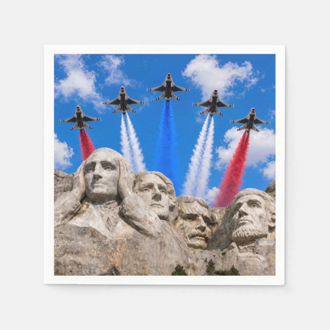 Serviette En Papier Survol de Mount Rushmore par un avion de combat (Devant)