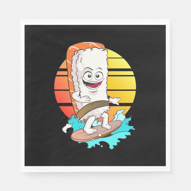 Serviette En Papier Sushi surf (Devant)