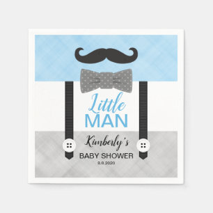 Serviette En Papier Suspendants arc cravate bébé bleu gris baby shower
