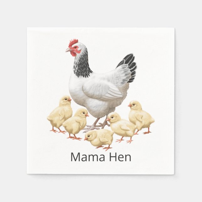 Serviette En Papier Sussex Chicken Mama Hen et Chicks (Devant)