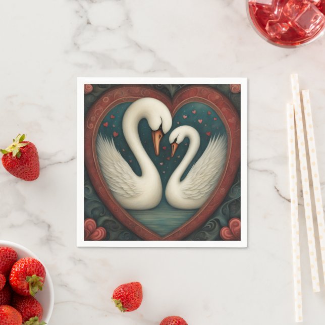 Serviette En Papier Swan Love 1 (En situation)