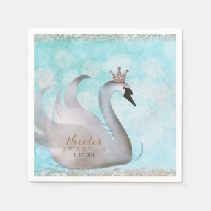 Serviette En Papier Swan Princess Faux Gold Parties scintillant Fairy 