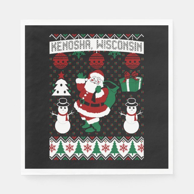 Serviette En Papier Sweat moche de Noël Kenosha Wisconsin (Devant)