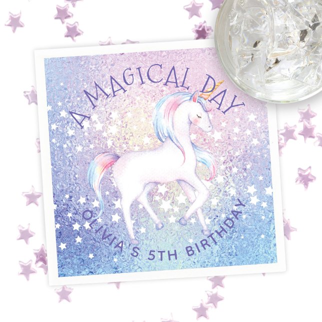 Serviette En Papier Swebow Unicorn Glittery Anniversaire Nom de la fêt (Créateur téléchargé)
