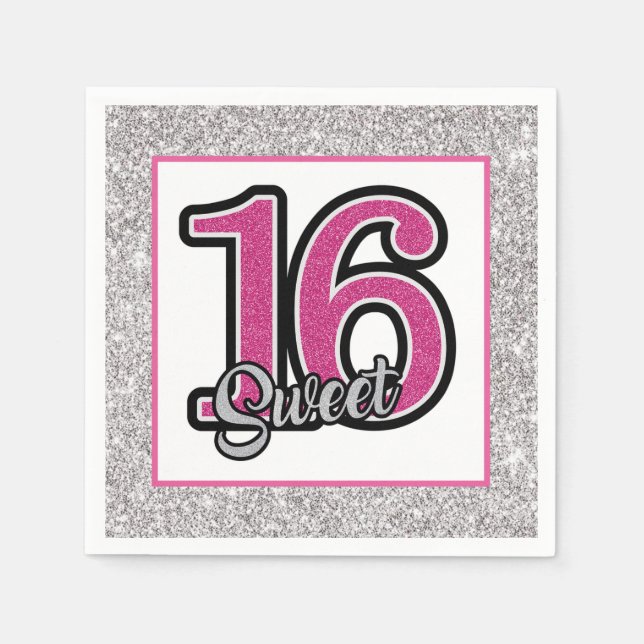 Serviette En Papier Sweet 16 (Devant)