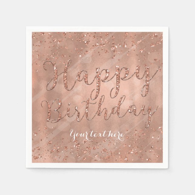 Serviette En Papier Sweet 16 Anniversaire Faux Rose Gold Parties scint (Devant)