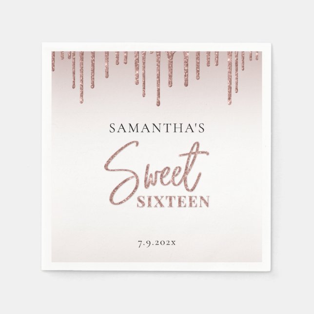 Serviette En Papier Sweet 16 Anniversaire fête papier personnalisé (Devant)