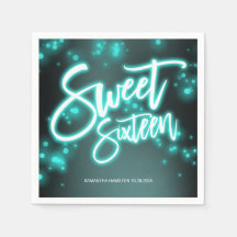 Sweet 16 Anniversaire Turquoise Neon Glow Dark Par