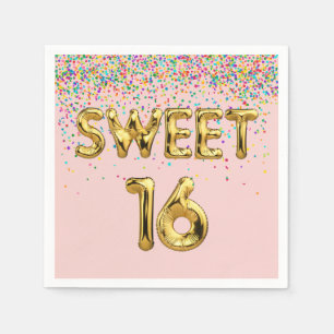 Serviette En Papier Sweet 16 Ballons et Confetti